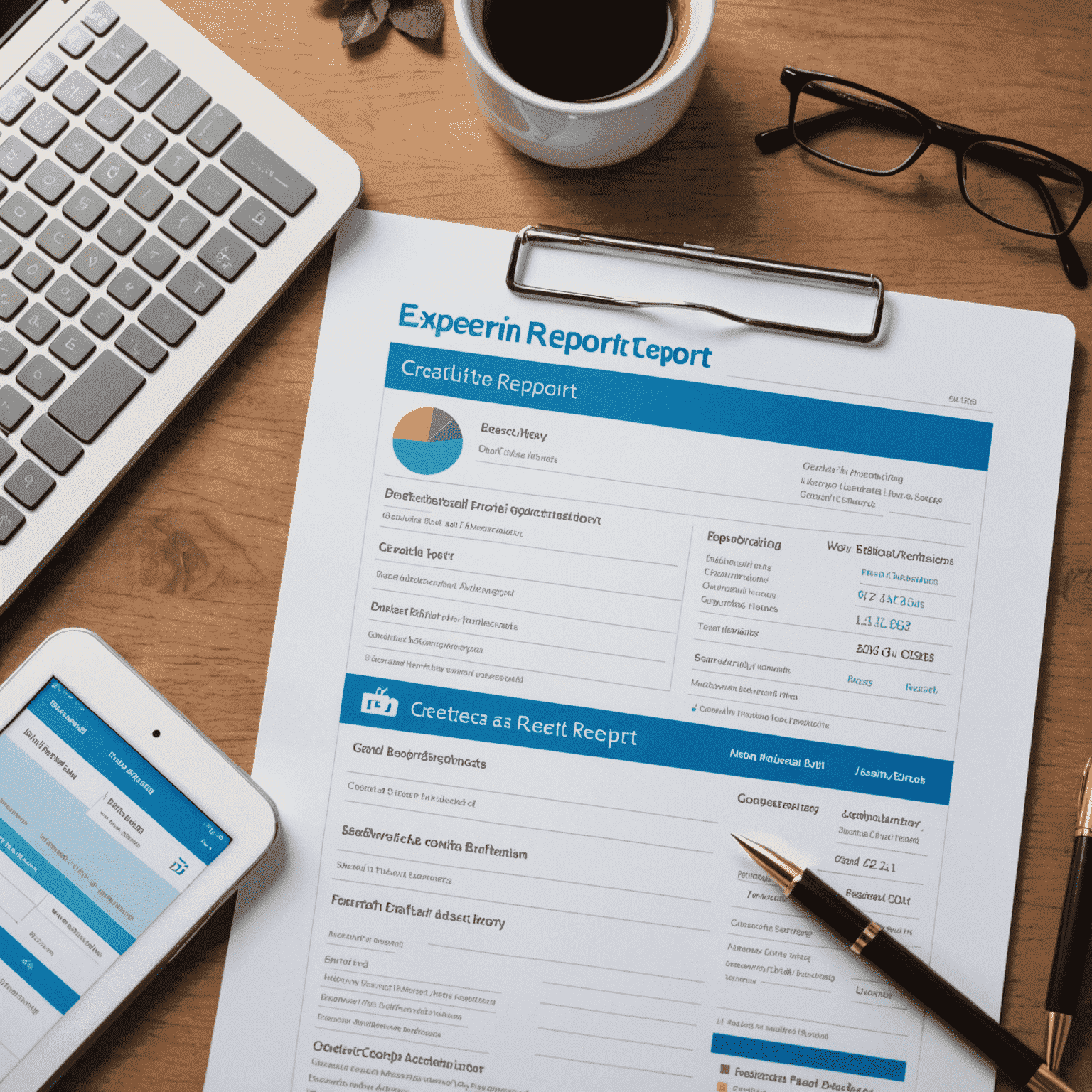 A detailed visual representation of an Experian credit report, highlighting key sections such as personal information, credit accounts, inquiries, and public records